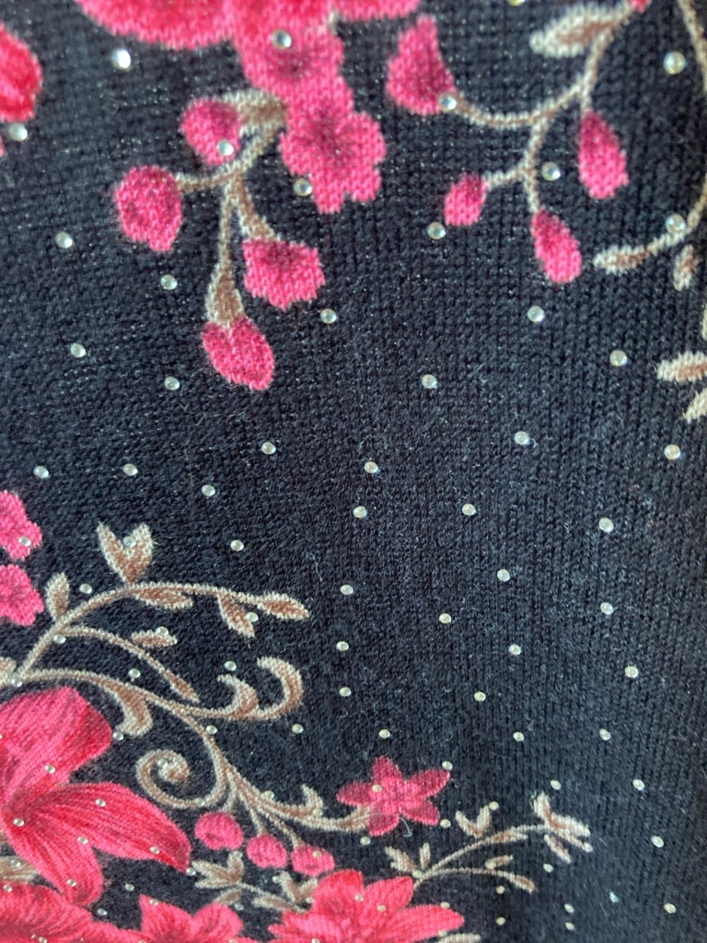 Emily Daniels Floral print with bling accents crewneck lightweight sweater 3X - Picture 4 of 17